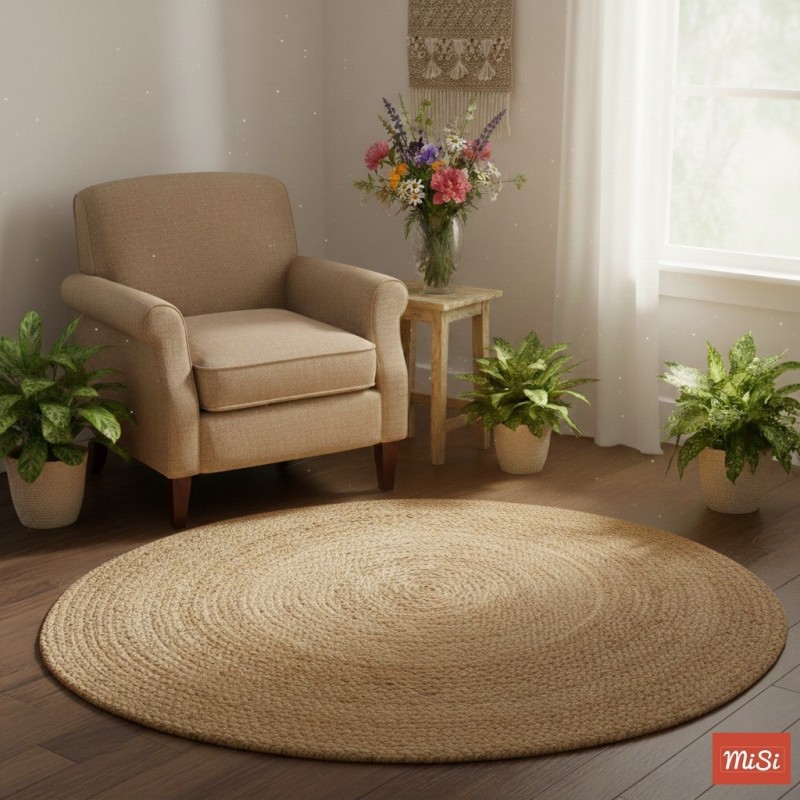Alfombra Redonda de Yute Natural 120 cm | MiSi