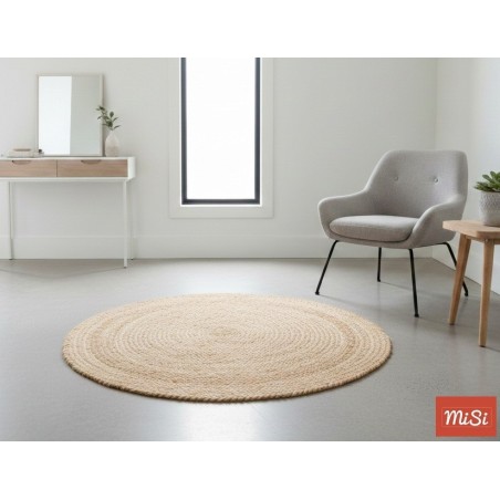 Alfombra Redonda de Yute Natural  Blanco 120 cm | MiSi