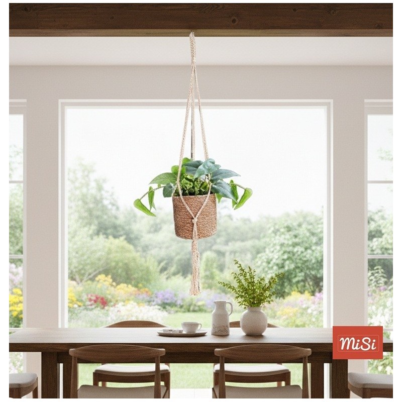 Macramé Blanco para Plantas | Hecho a Mano | MISI