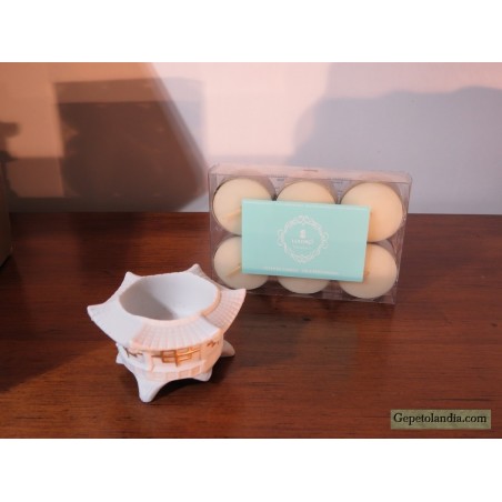 Portavelas de Porcelana Lladró con Detalles Dorados y Velas Originales | Edición Limitada con Caja Original | Gepertolandia